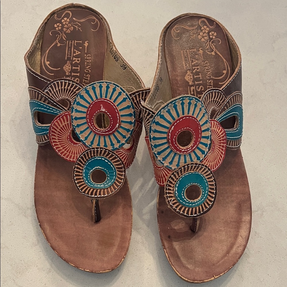 L'ARTISTE by Spring Step "Lotus" Women's Multicolor Embellished Sandals
